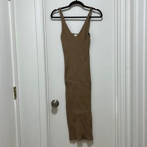 H&M rib knit dress tan